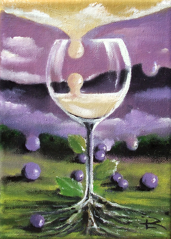 "By the Glass" 2023 by Todd Loyal Rose 5"x7" Oil on Panel