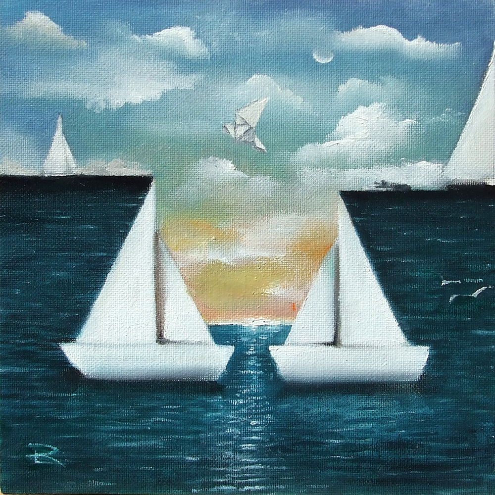 "Setting Sail" 2023 by Todd Loyal Rose 8"x8" Oil on Panel