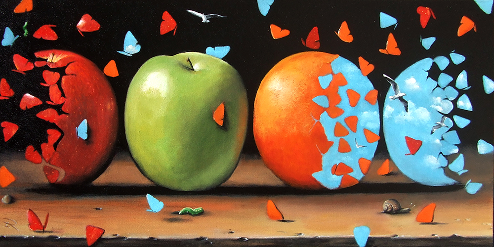 "Tart In The Middle" by Todd Loyal Rose 2024 18x36in. o/c