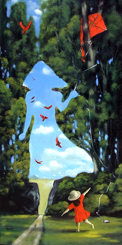 'Kite' by Todd Loyal Rose 2024 18x36in. oil on canvas
