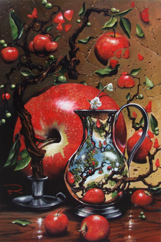 'Pitcher Of Apples' by Todd Loyal Rose o/c 2025 24x36in.